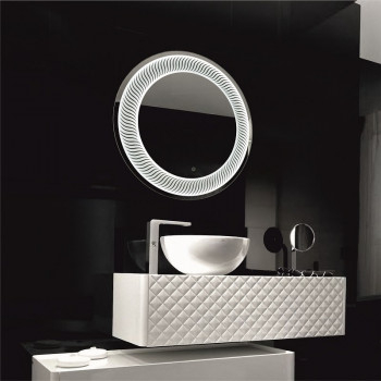 Зеркало в ванную комнату с контурной подсветкой светодиодной лентой Затмение